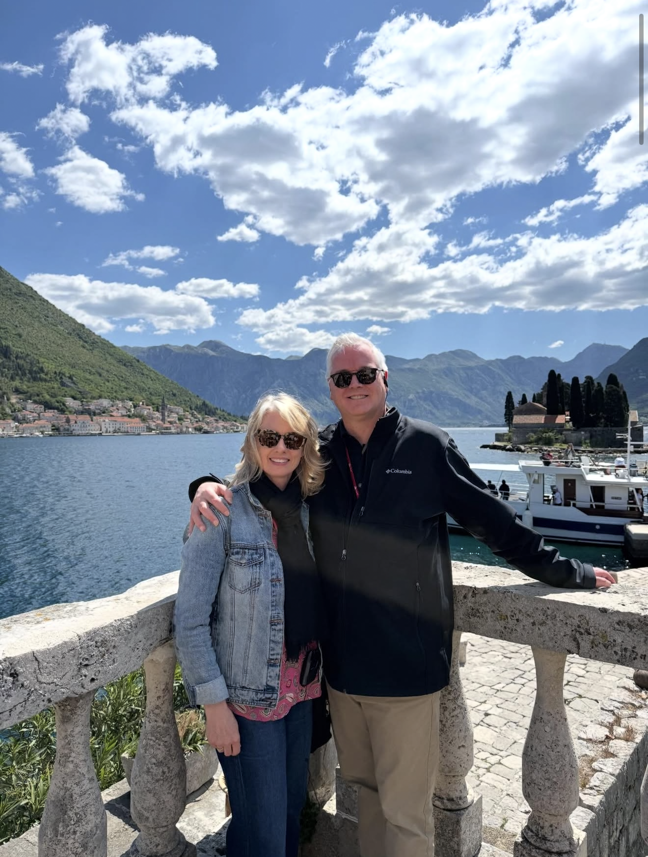 Julie and Lee at Our Lady of the Rocks, Montenegro